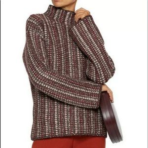 Theory “Hazy Days” wool/cotton/alpaca mock neck boxy fit pullover